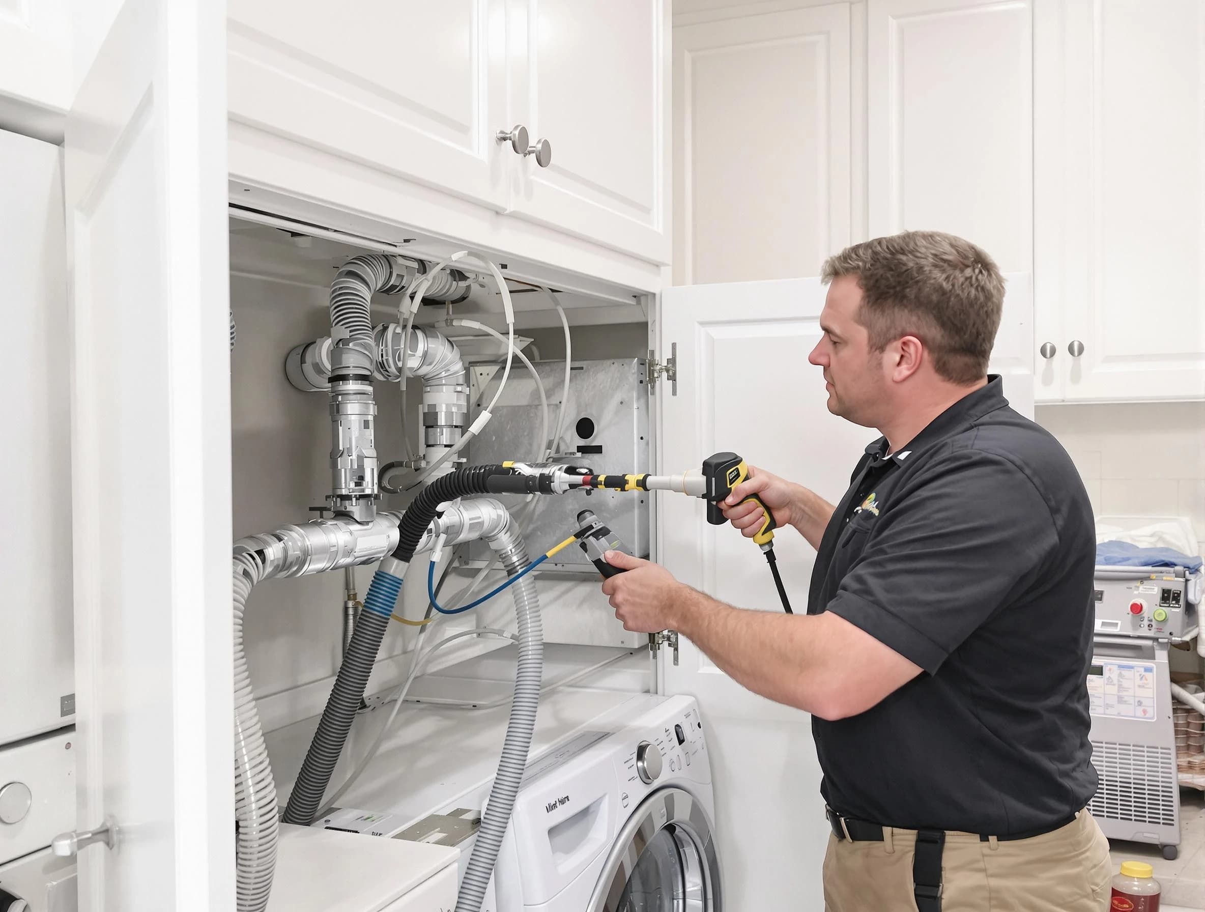 West Haven Dryer Vent Cleaning professional removing severe blockage from a clogged dryer vent in West Haven