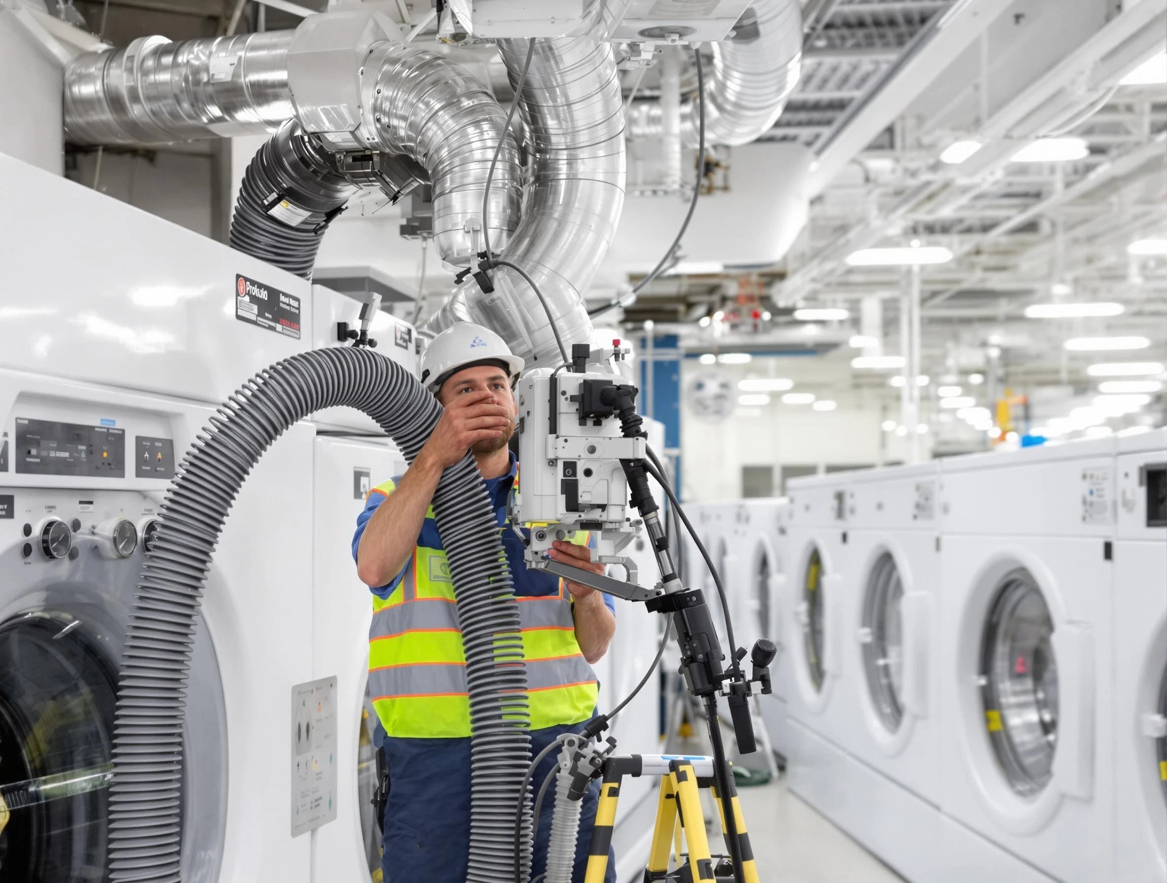 West Haven Dryer Vent Cleaning team performing commercial-grade dryer vent cleaning at a business facility in West Haven