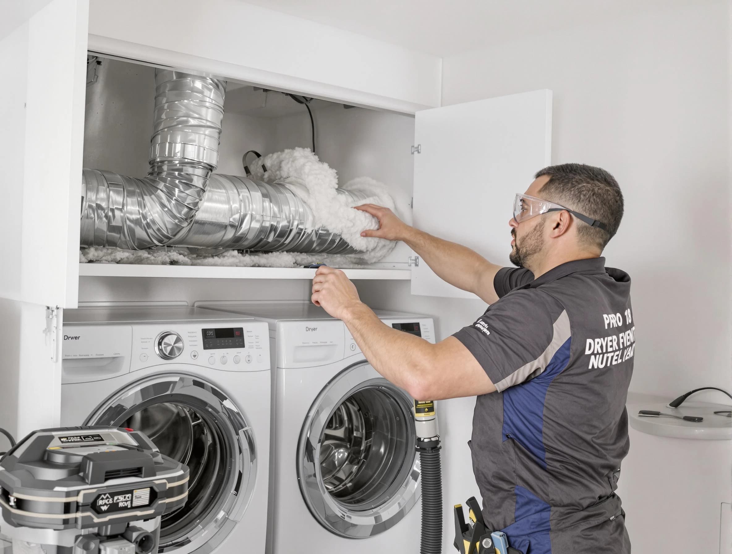 West Haven Dryer Vent Cleaning certified technician performing specialized gas dryer vent cleaning in West Haven