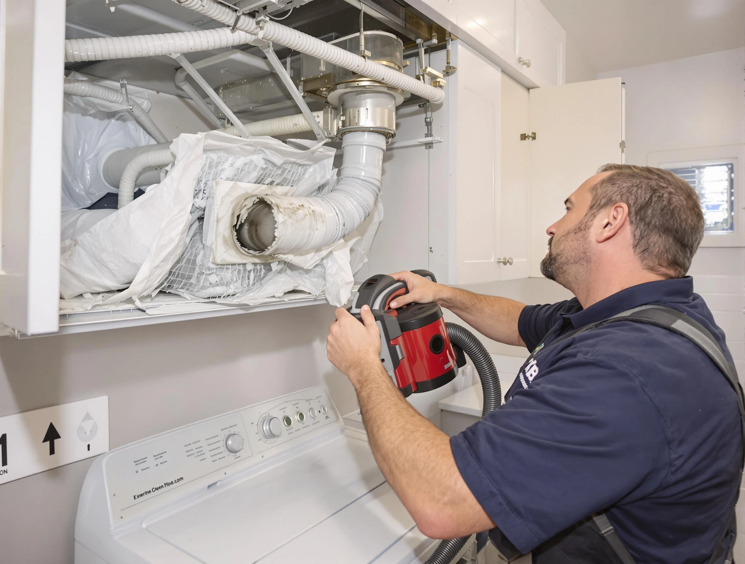 West Haven Dryer Vent Cleaning technician performing professional exhaust vent cleaning at a residential property in West Haven